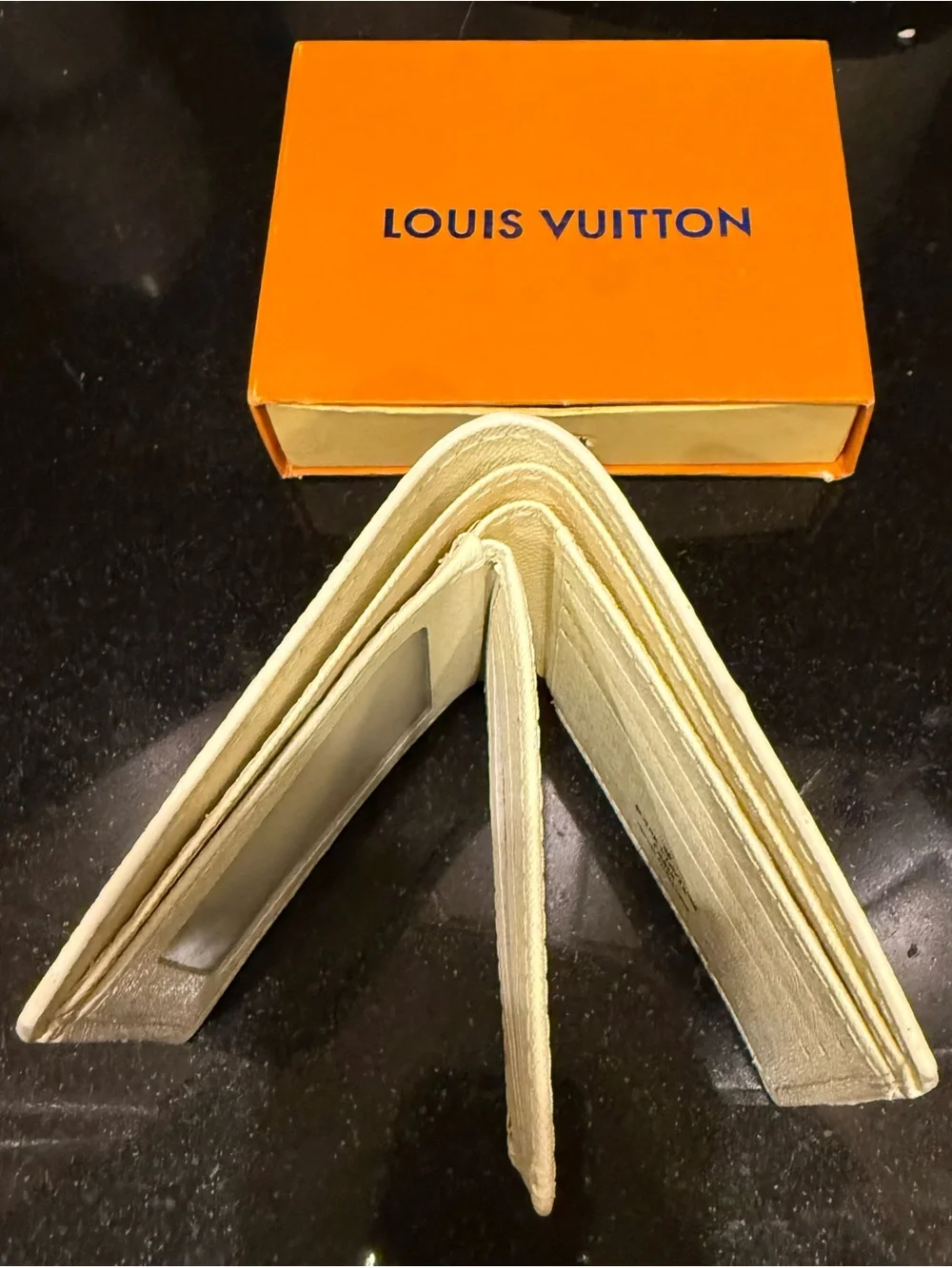 Louis Vuitton Tribute Customized Bifold Wallet | Cream/Black
